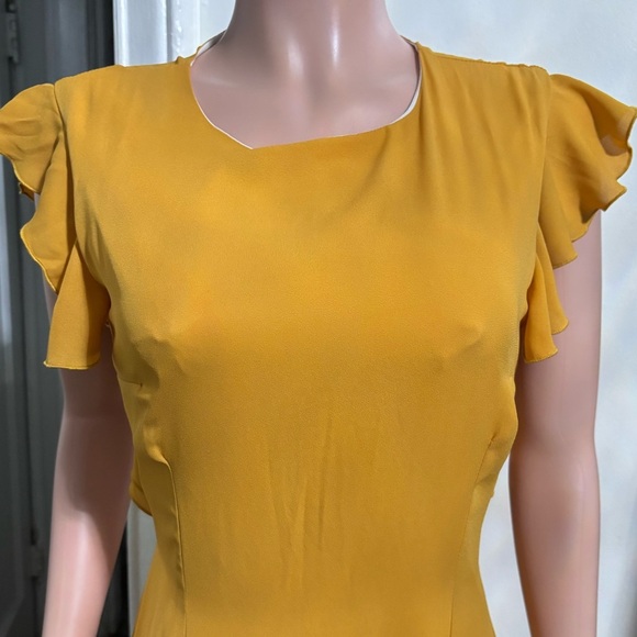HOPE & IVY Women’s Elegant Yellow Ruffle Dress - Picture 5 of 15